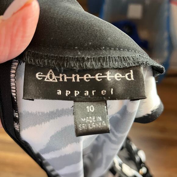 Connected Zebra Print Embellished Sleeveless Sheath Dress 10 Party Wedding Guest - Picture 4 of 4